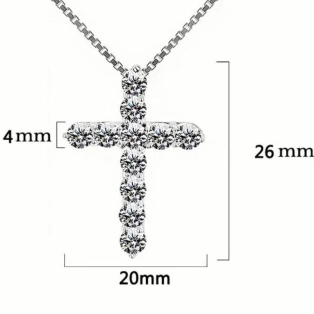 NEW CROSS 925 STERLING SILVER DIAMOND NECKLACE, NICE NECKLACE, CUTE NECKLACE - Picture 6 of 6
